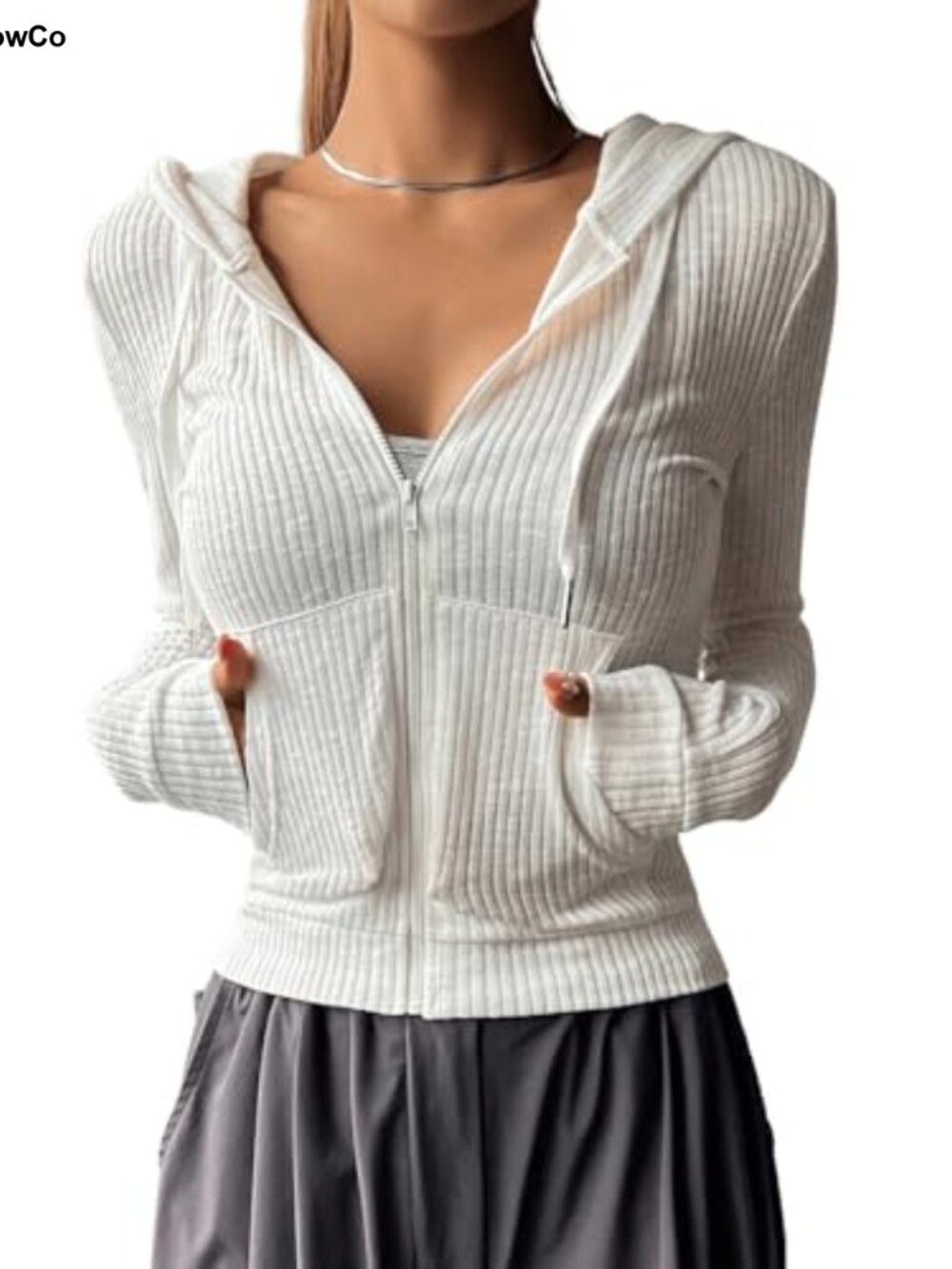 Cropped Zip Up Hoodie Long Sleeve Y2K Lightweight Jacket